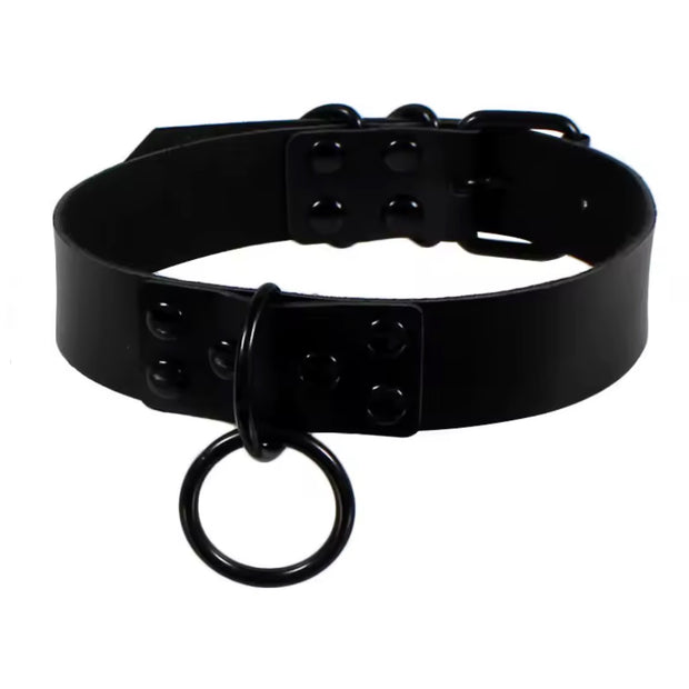 Black Round Punk Gothic Choker Collar Necklace