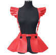 Women Fashion Leather Body Harness Belt Skirt With Ruffle