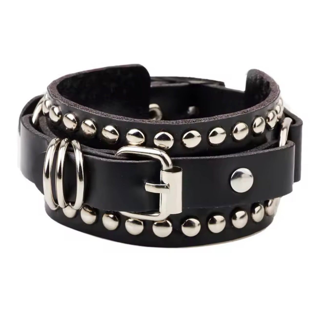 Black Leather Wristband Cuff Goth Gothic Punk Bracelets