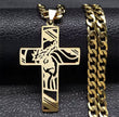 Men Stainless Steel Crown of Thorns Jesus Cross Necklace