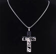 Men Stainless Steel Crown of Thorns Jesus Cross Necklace
