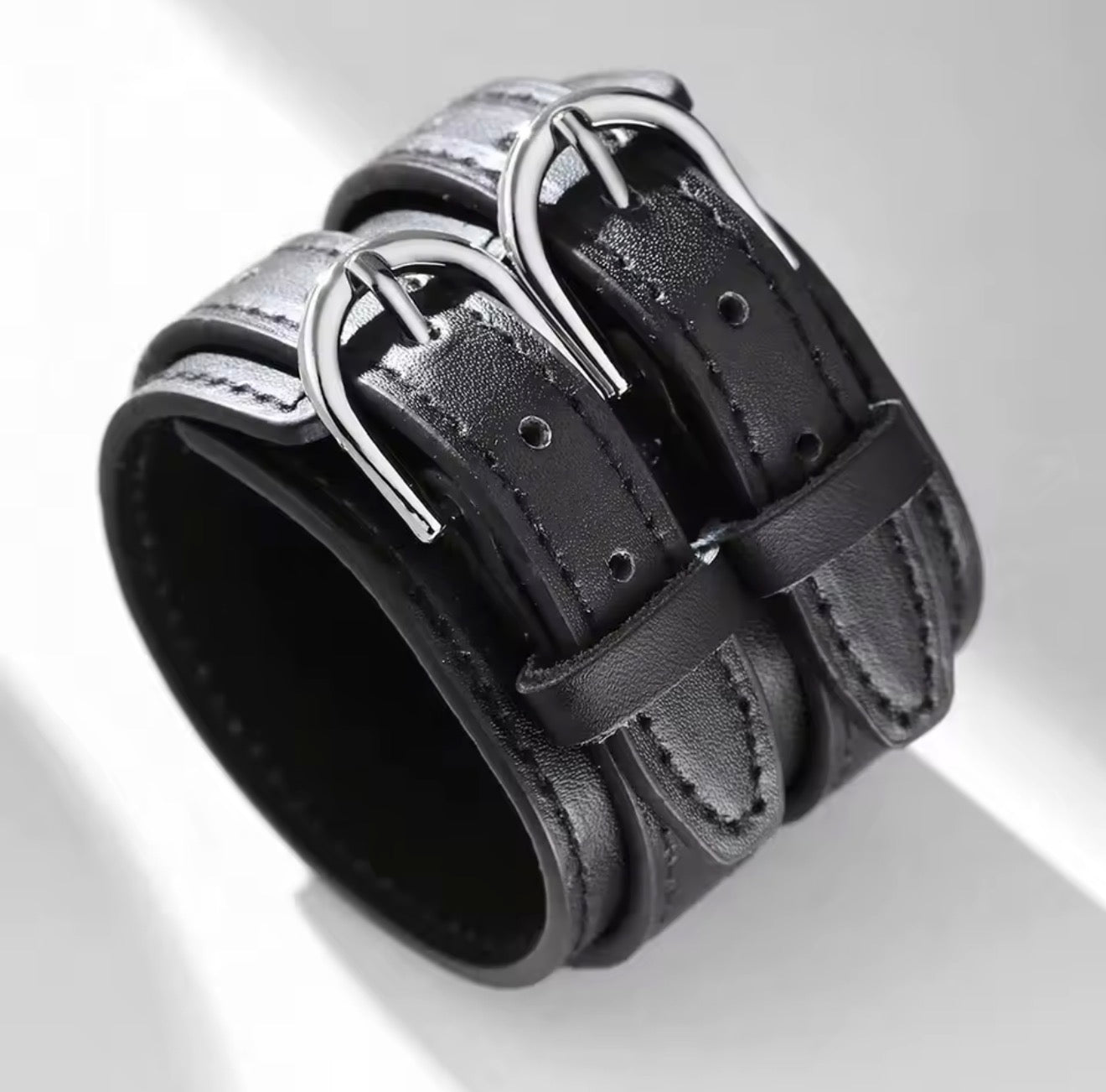 Men Genuine Leather Bracelet Friendship Big Wide Bracelet