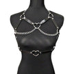 Women Leather Chest Harness With Chains Fashion Belt