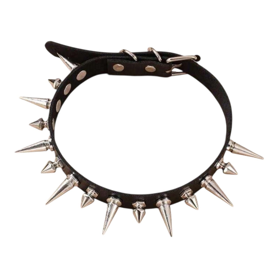 Gothic Punk Rock Spiked Leather Necklace Choker