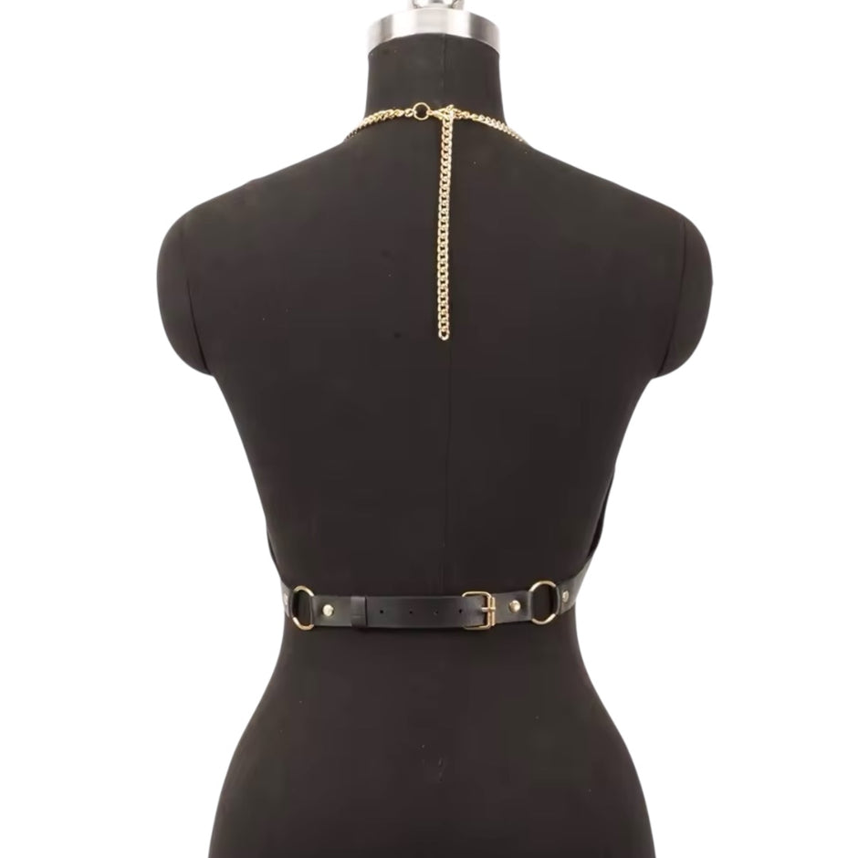 Women Punk Pu Leather Corset Top Black Corset Fashion Harness