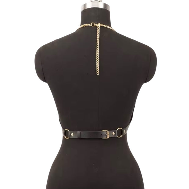 Women Punk Pu Leather Corset Top Black Corset Fashion Harness