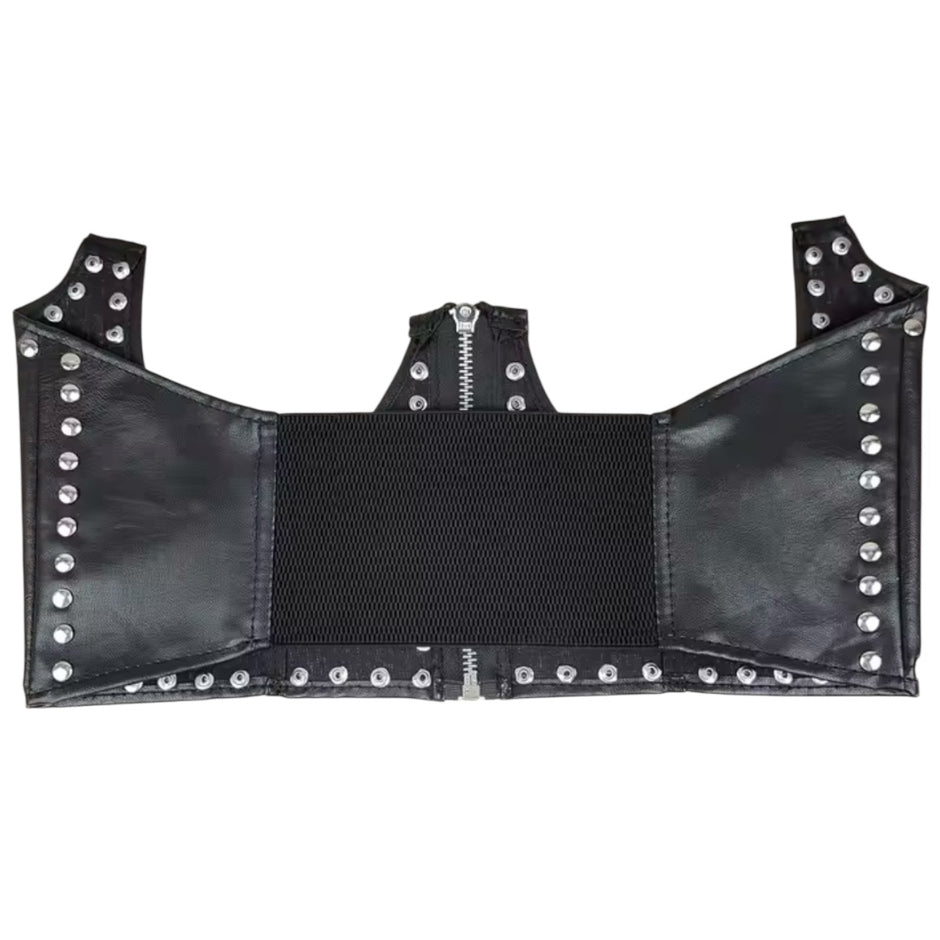 Punk style rivet elastic waistband shirt