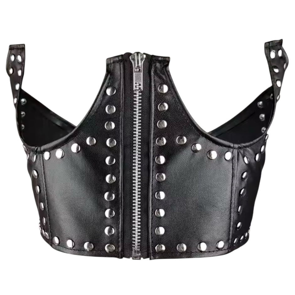 Punk style rivet elastic waistband shirt