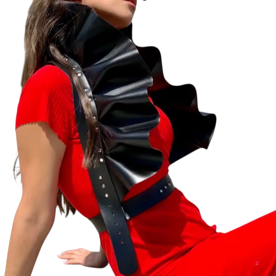 Women Fashion PU Leather Waistband Casual Decoration Petal Shape Harness