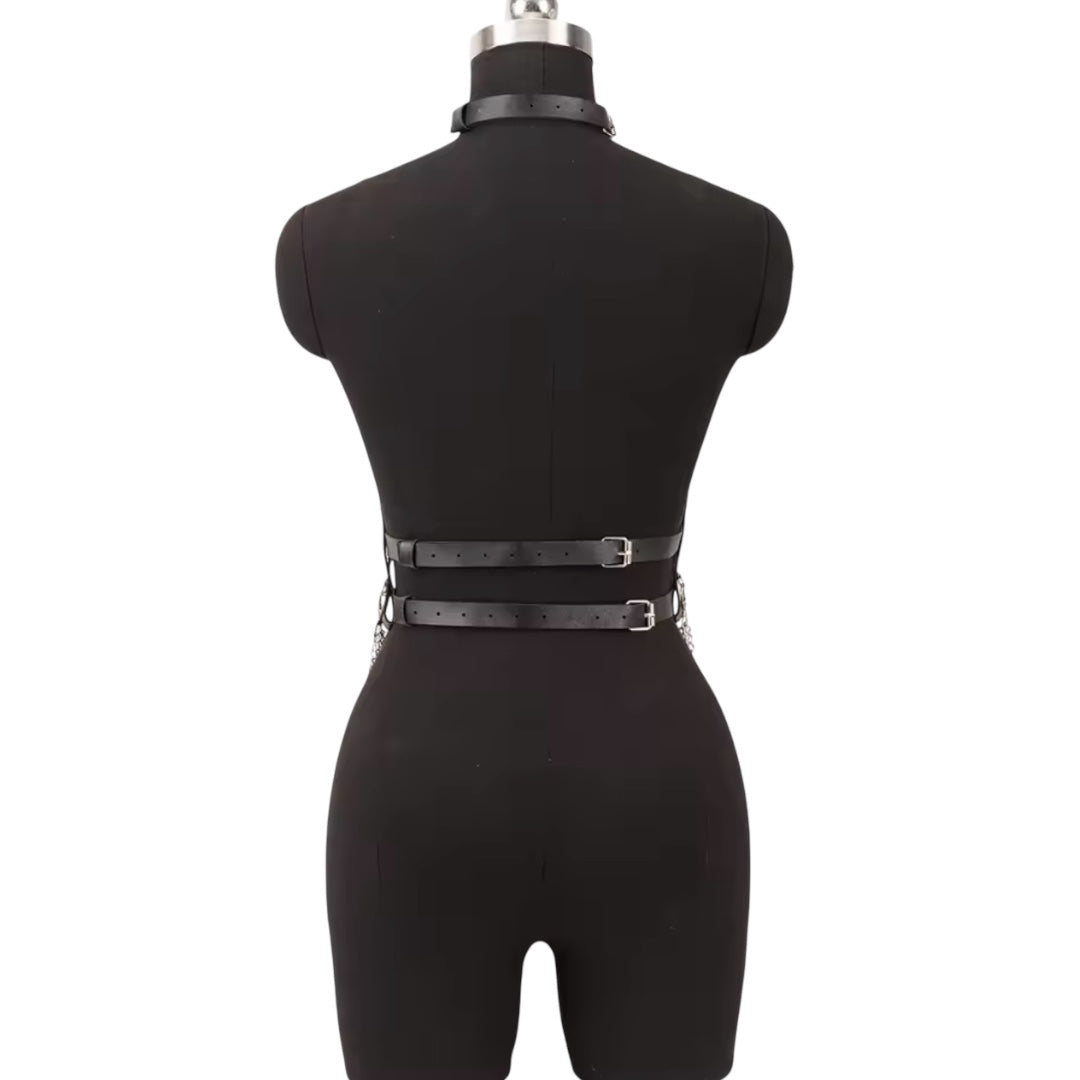 Women Body Chains Waist Belt With Chains Pu Leather Harness