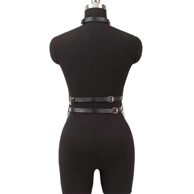 Women Body Chains Waist Belt With Chains Pu Leather Harness