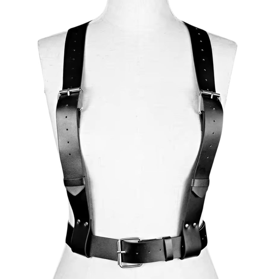 Women Gothic Corset Belt Faux Leather Waist Trainer with Metal Buckle