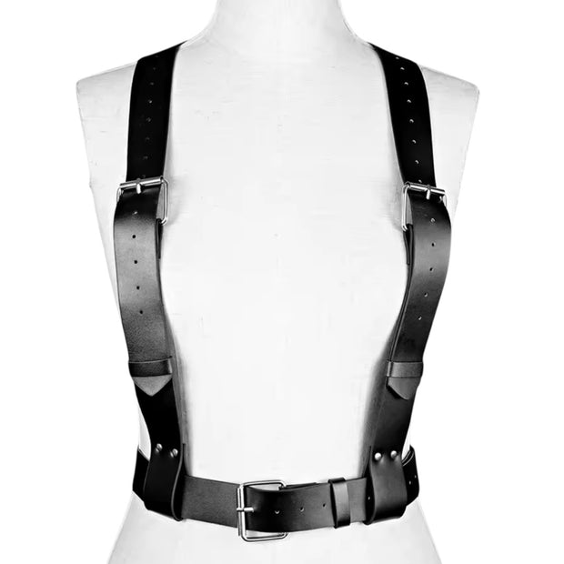 Women Gothic Corset Belt Faux Leather Waist Trainer with Metal Buckle
