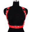 Women Red PU Leather Chest Strap Waist Fitted Corset Belt
