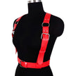 Women Red PU Leather Chest Strap Waist Fitted Corset Belt