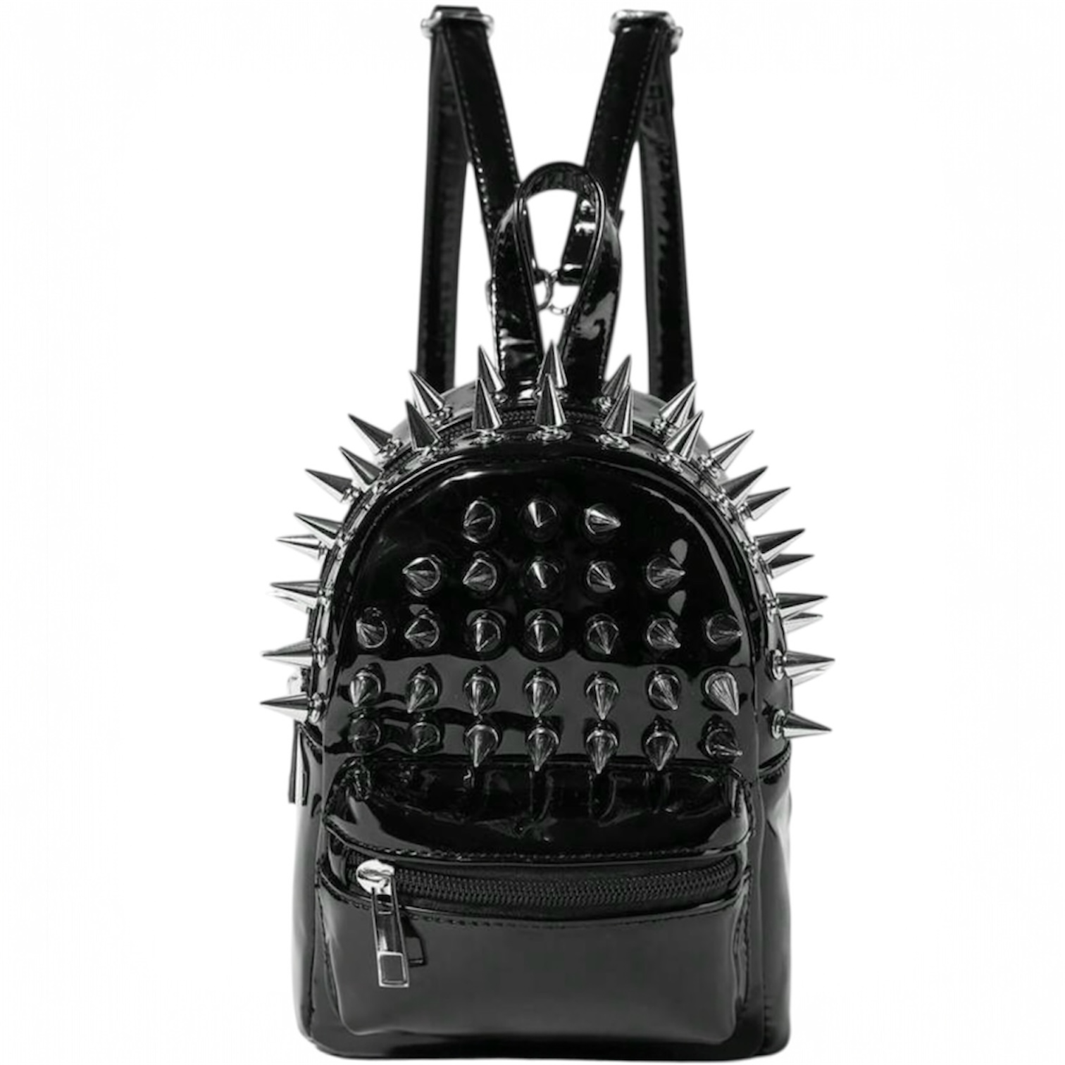 Grunge Punk Niche Design Rivet Tassel Pleated Dual Shoulder Bag