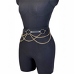 Women PU Leather Gold Waist Chain Body Harness Belt