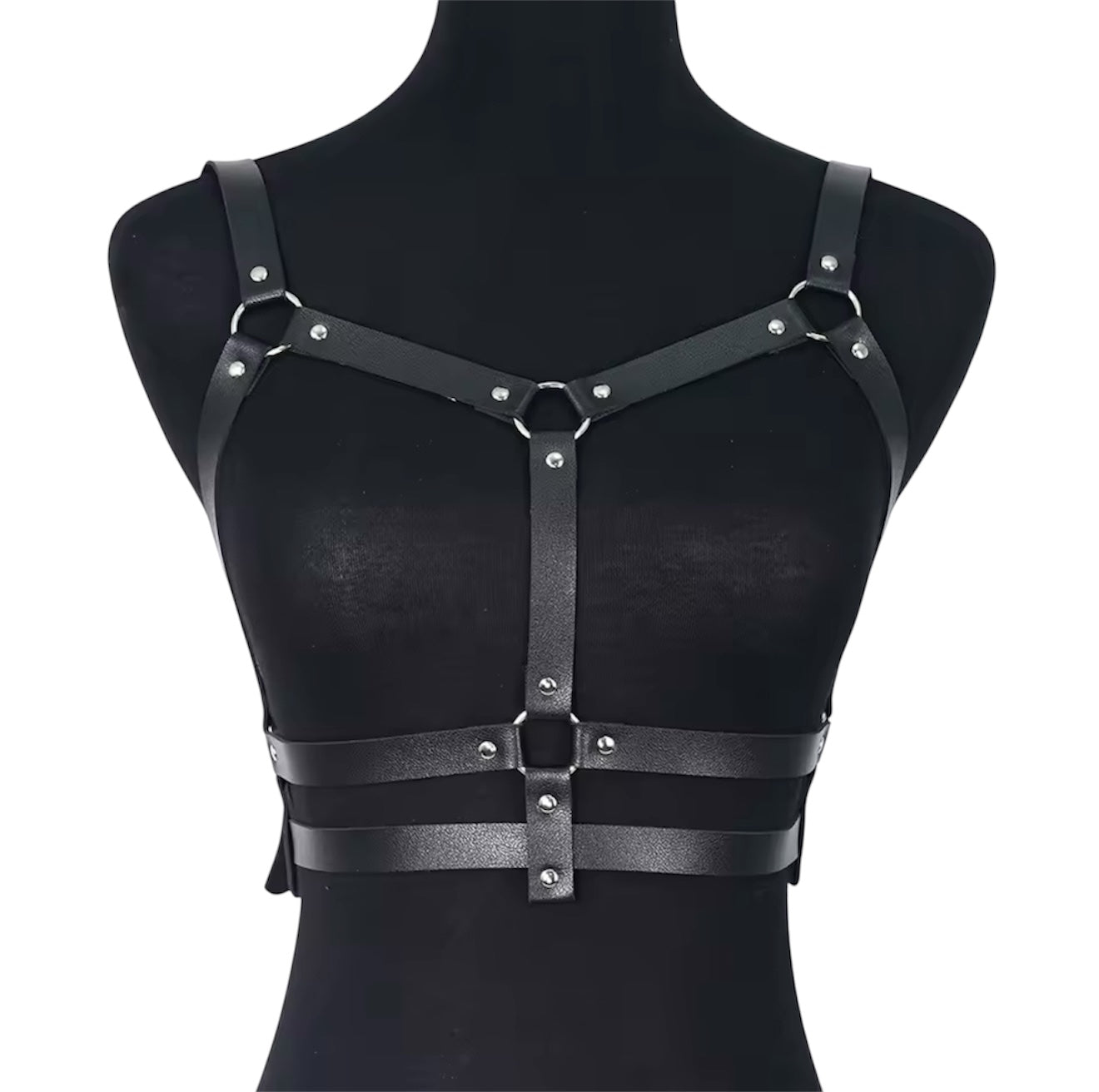 Women Goth Harness Pu Leather Studded Decor Harness