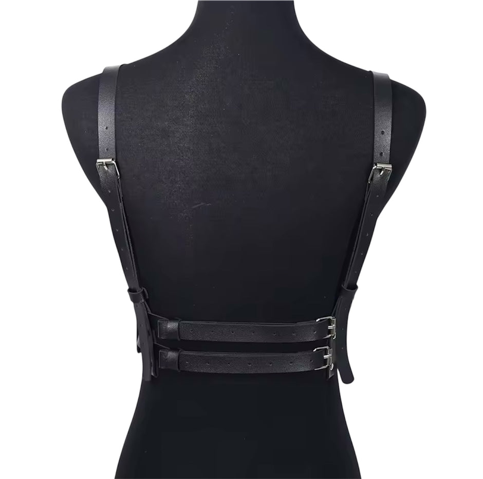 Women Goth Harness Pu Leather Studded Decor Harness
