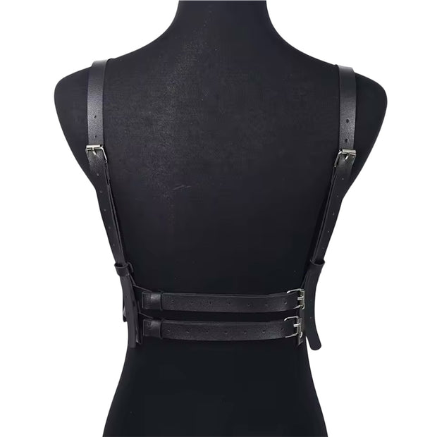 Women Goth Harness Pu Leather Studded Decor Harness