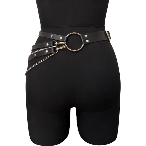 Women's Adjustable Leather Belt Body Chain Sexy Fashion Waist Harness
