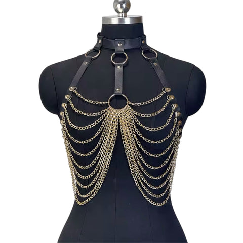 Women Trend Punk Belt Bondage Belt Street Style Silver Chain Suspenders