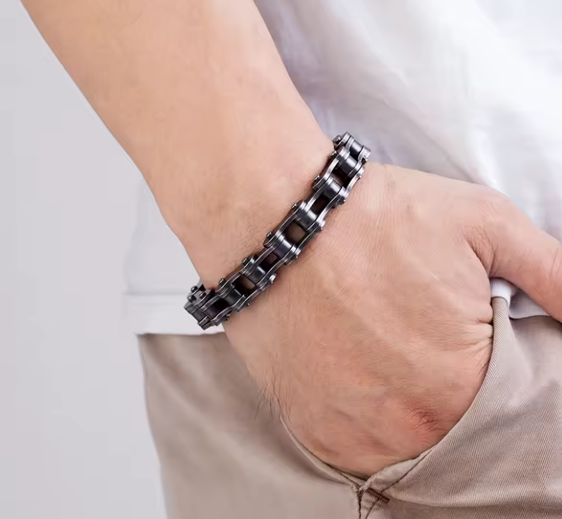 Men Stainless Steel Bicycle Chain Bracelet