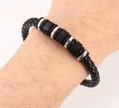 Men Braided Leather Stainless Steel Bracelet