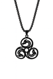 Stainless Steel Triple Spiral Black Necklace
