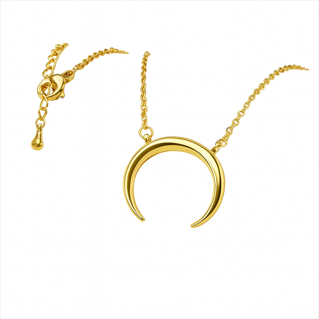 Women Stainless Steel Moon Pendant Necklace