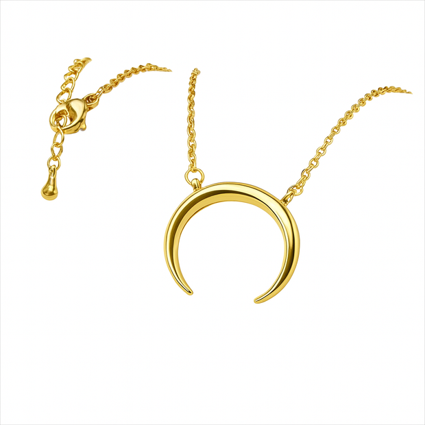 Women Stainless Steel Moon Pendant Necklace