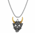 Men Stainless Steel Punk Mask Pendant Necklace