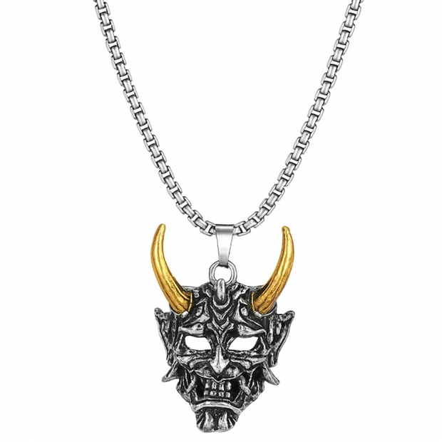 Men Stainless Steel Punk Mask Pendant Necklace