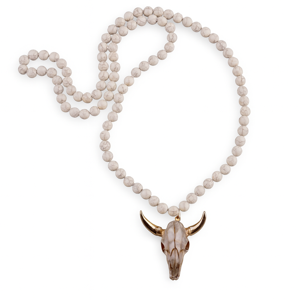 Unisex Fashion Bohemian Long Skull Pendant Necklace