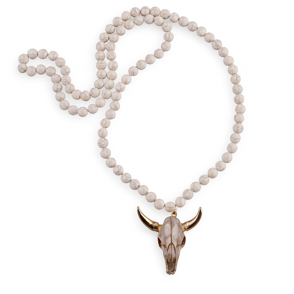 Unisex Fashion Bohemian Long Skull Pendant Necklace