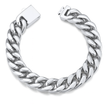 Men Silver 13mm Wide Stainless Steel Miami Curb Chain Bracelet