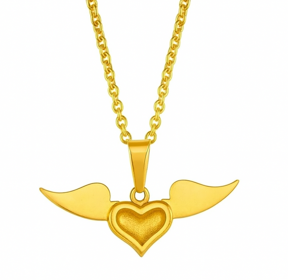 Stainless Steel Wing Heart Women Necklace
