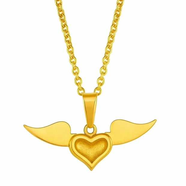 Stainless Steel Wing Heart Women Necklace