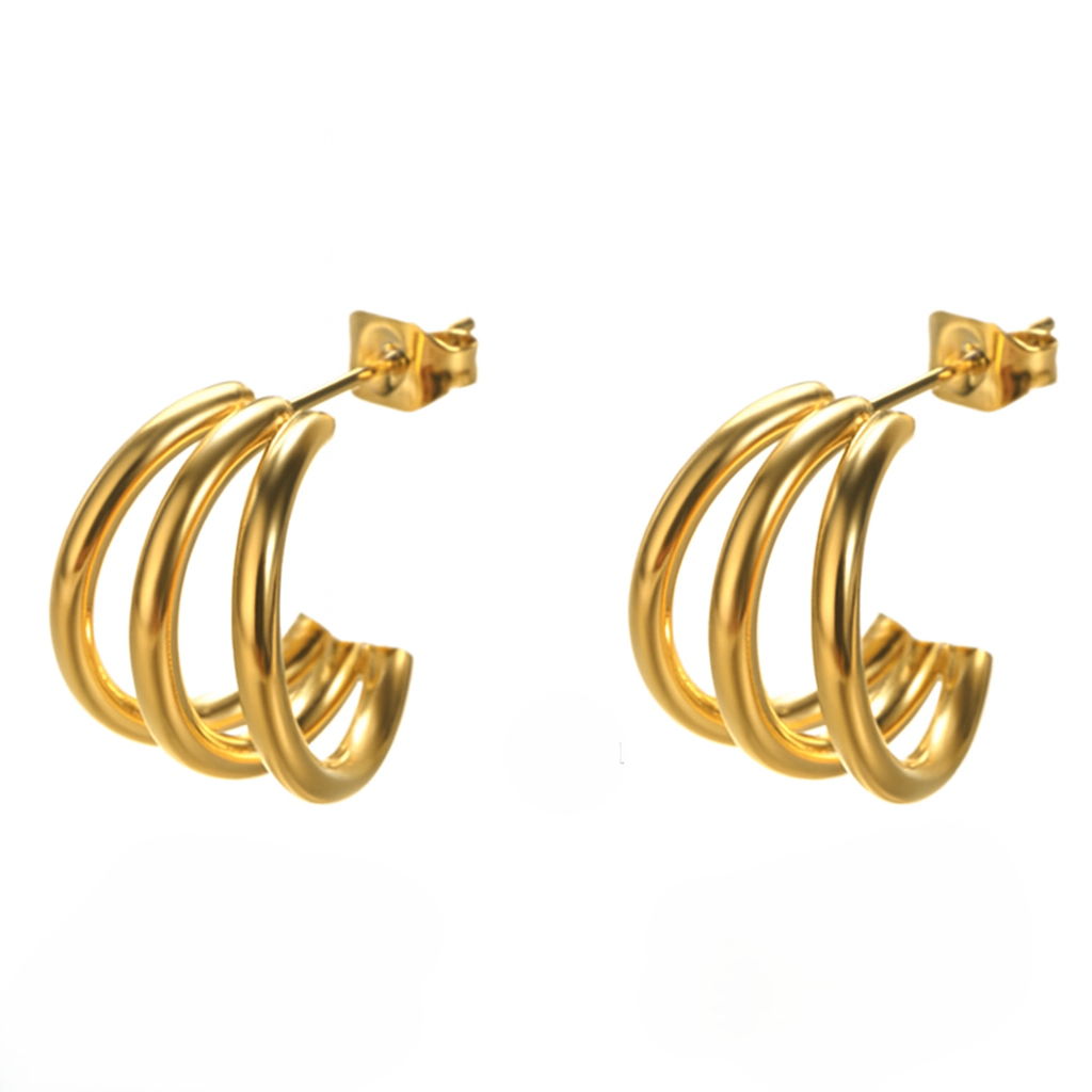 1Pair Women Stainless Steel C-shaped Curved Line Earrings