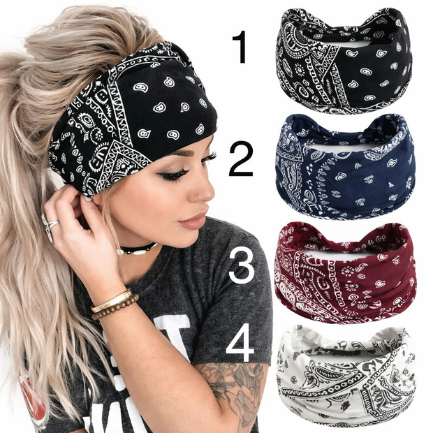 Vintage Paisley Pattern Headbands For Girls With Colorful HeadBead