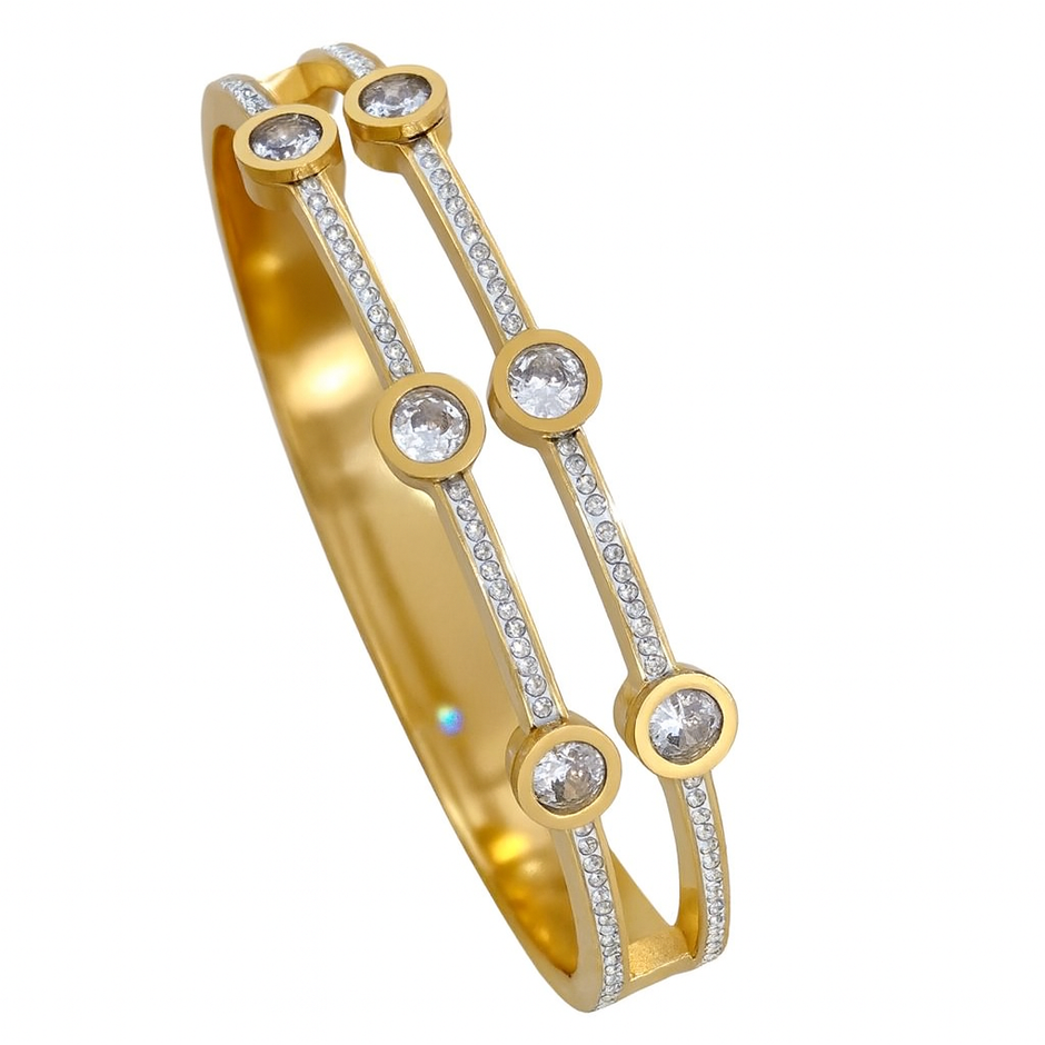 Luxury Stainless Steel Wide Bangle Bracelet For Women