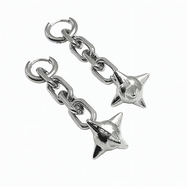 1Pair Unisex Stainless Steel Chain Ball Drop Earrings