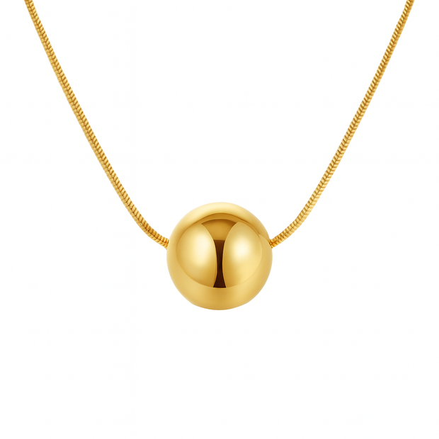 Women Gold Stainless Steel Bead Decor Necklace