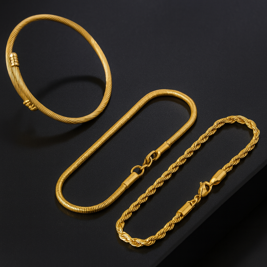 Women 3Pcs/Set Stainless Steel Bracelet