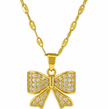 Full Rhinestone Bowknot Stainless Steel Women's Pendant Necklace