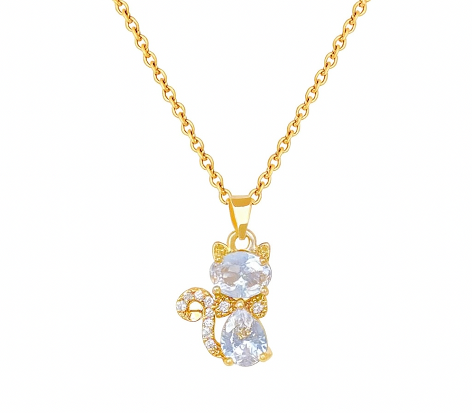 Women Inlaid Rhinestone Cat Fashion Light Luxury Style Elegant Necklace