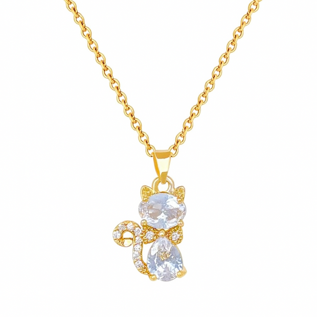 Women Inlaid Rhinestone Cat Fashion Light Luxury Style Elegant Necklace