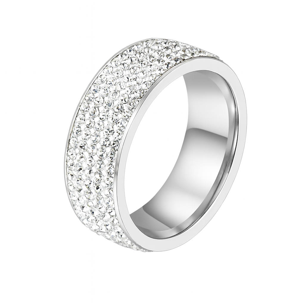 Women 5 Rows Crystal Stainless Steel Ring