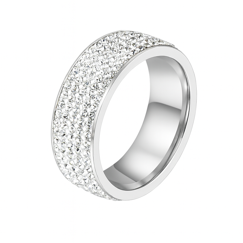 Women 5 Rows Crystal Stainless Steel Ring