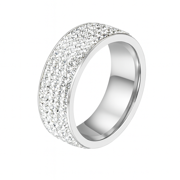 Women 5 Rows Crystal Stainless Steel Ring